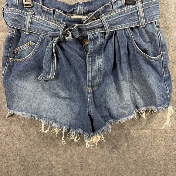 Women’s Free People See You Sometime Blue Jean Cut Off Shorts W/ Belt Size M - Picture 4 of 8